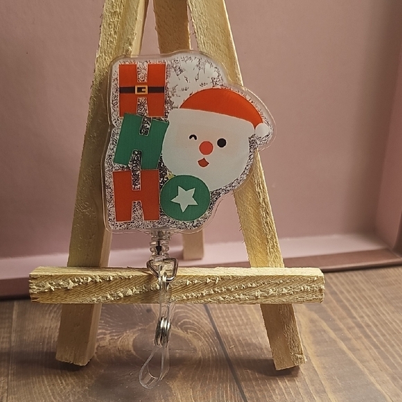 None Accessories - Santa Badge Reel with HO HO Design
